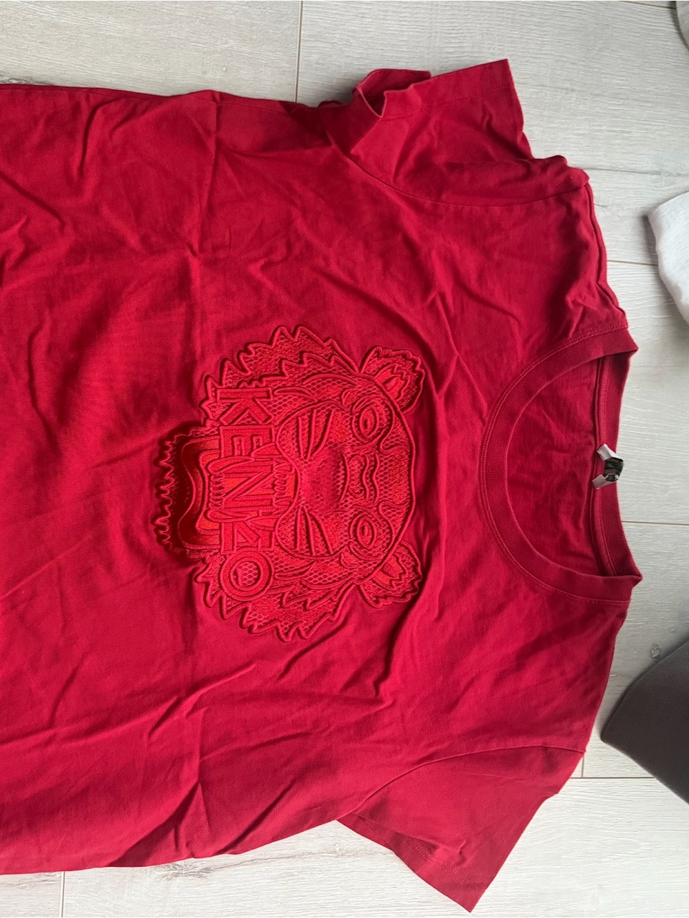 Kenzo Kids Bright Red Embroidered Tiger Short Sleeve Tee
